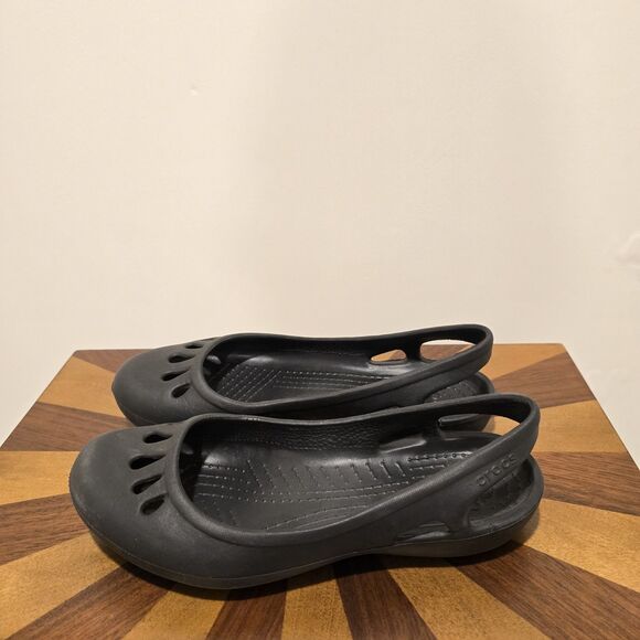 CROCS Kadee Ballet Flats Womens 7 Slip-On Shoes Sandals Mary Jane Black Rubber - Picture 6 of 14